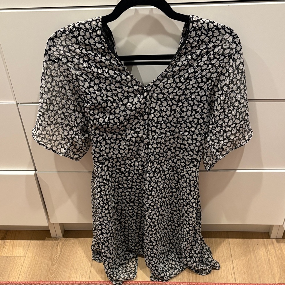 All Saints Black and White Floral Dress
